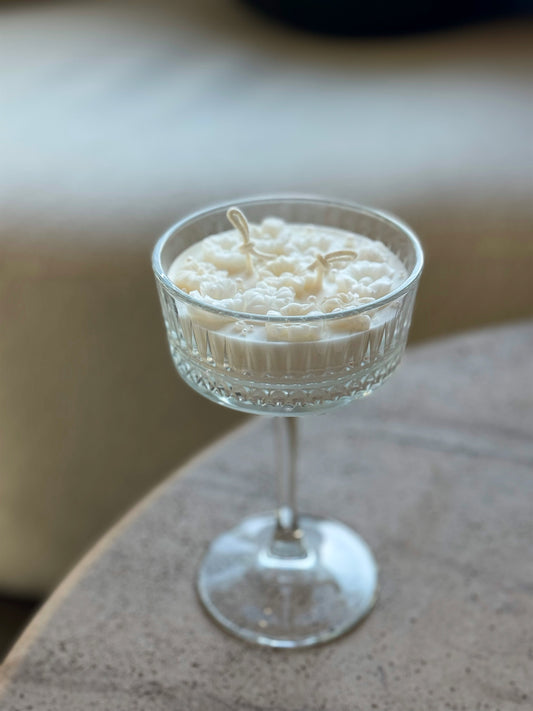 Floral Candle in Glass Coupe