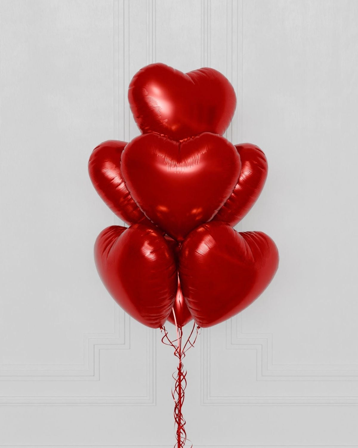 7 Red Heart Foil Balloons